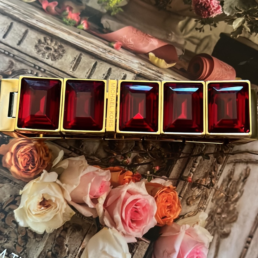 Michael Kors Ruby Colored Rhinestone Bracelet - image 1